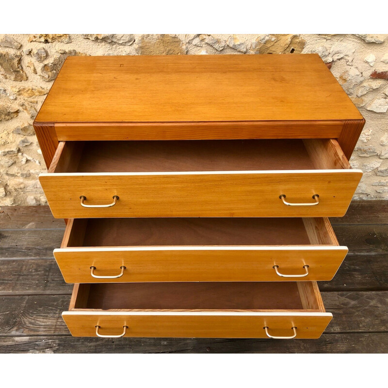 Vintage chest of drawers in blond wood, 1960