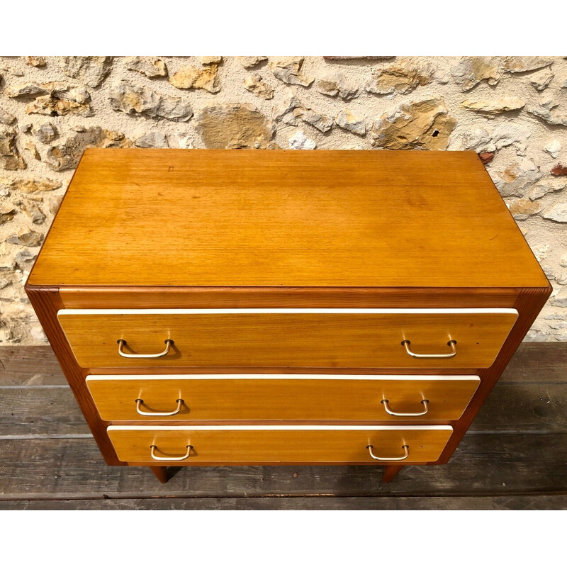 Vintage chest of drawers in blond wood, 1960