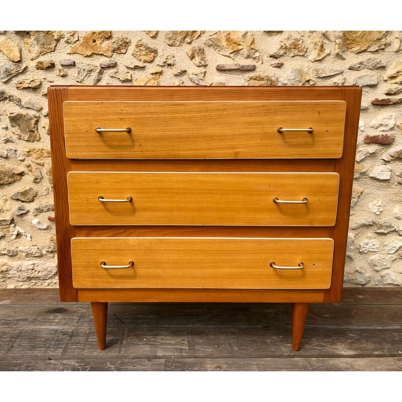 Commode vintage en bois blond, 1960