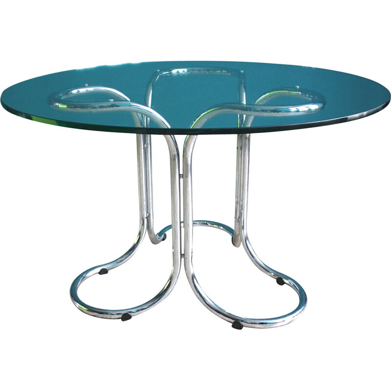 Vintage glass table with metal base - 1960s