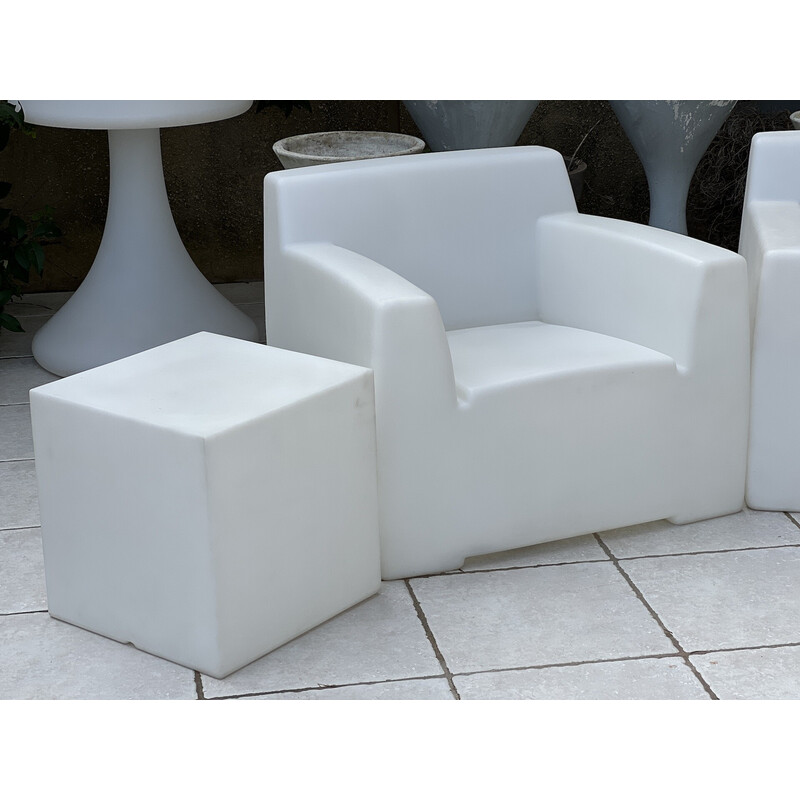 Vintage Inout garden set in white opaline polyethylene and white by Paola Navone for Gervasoni, 2000