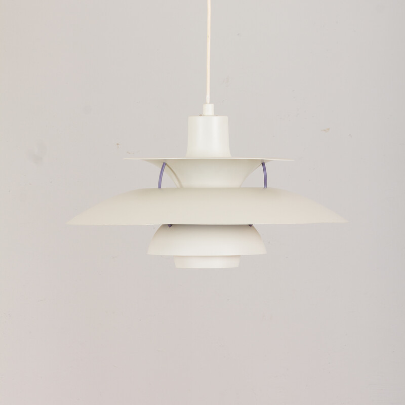 Vintage witte Ph5 hanglamp van Poul Henningsen voor Louis Poulsen, Denemarken 1970-1980