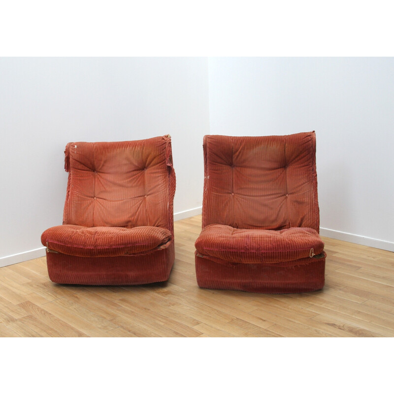 Pair of vintage Orchidée armchairs by Michel Cadestin for Airborne, 1970s