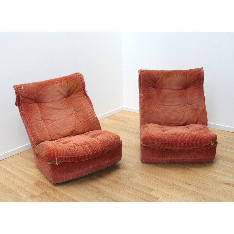 Pair of vintage Orchidée armchairs by Michel Cadestin for Airborne, 1970s