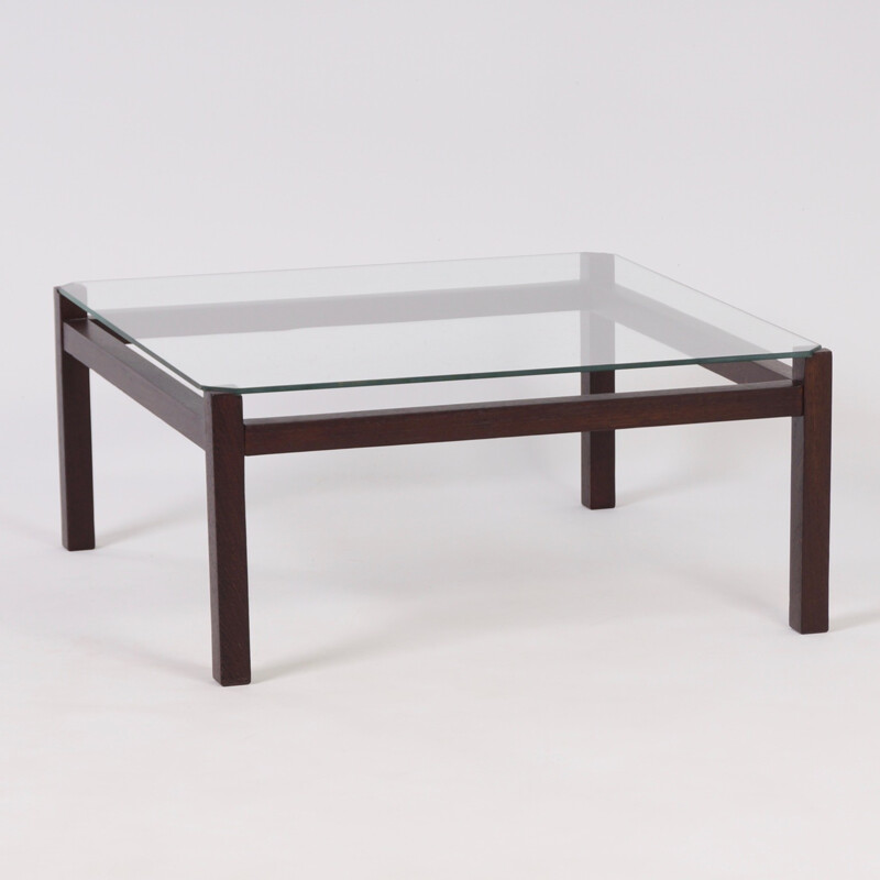 Vintage wenge and glass coffee table by Kho Liang Ie Liesbosch for Spectrum, 1950