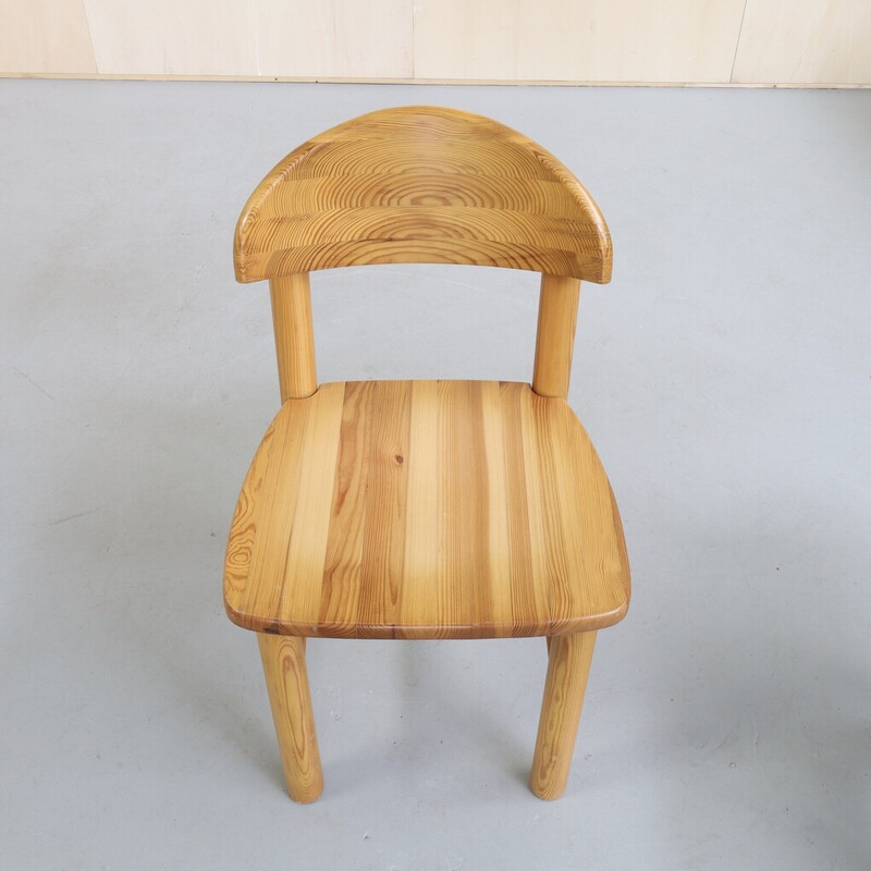 Coppia di sedie da pranzo vintage in legno di pino di Rainer Daumiler, anni '70