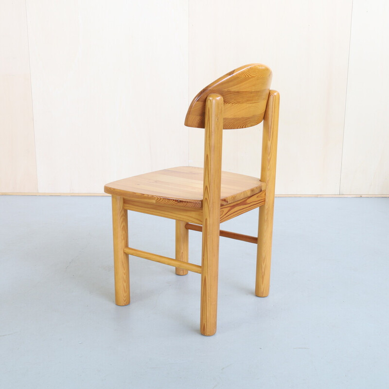 Pareja de sillas de comedor vintage en madera de pino de Rainer Daumiler, años 70