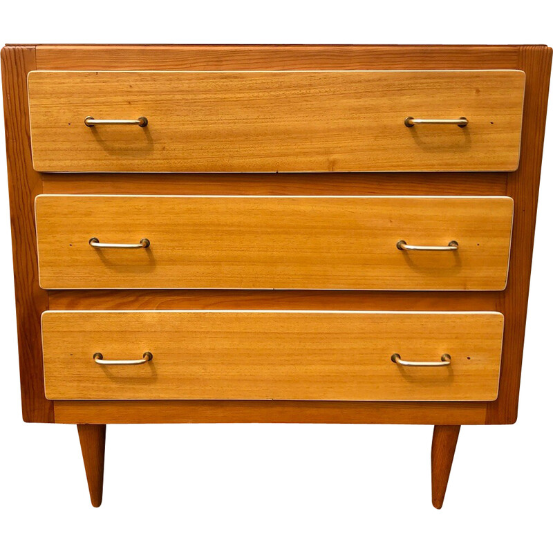 Vintage chest of drawers in blond wood, 1960