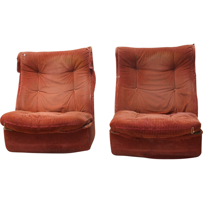 Pair of vintage Orchidée armchairs by Michel Cadestin for Airborne, 1970s