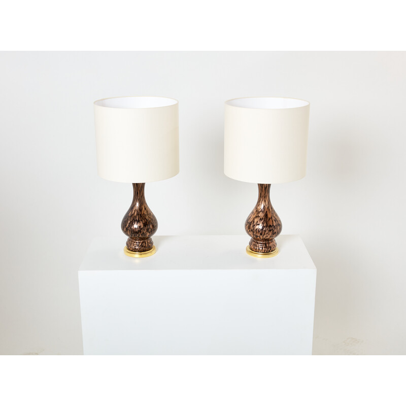 Paar vintage Murano glazen lampen van Vincenzo Nason, 1960