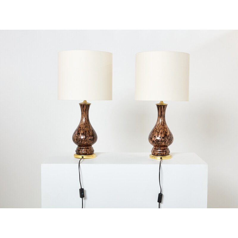 Paar vintage Murano glazen lampen van Vincenzo Nason, 1960