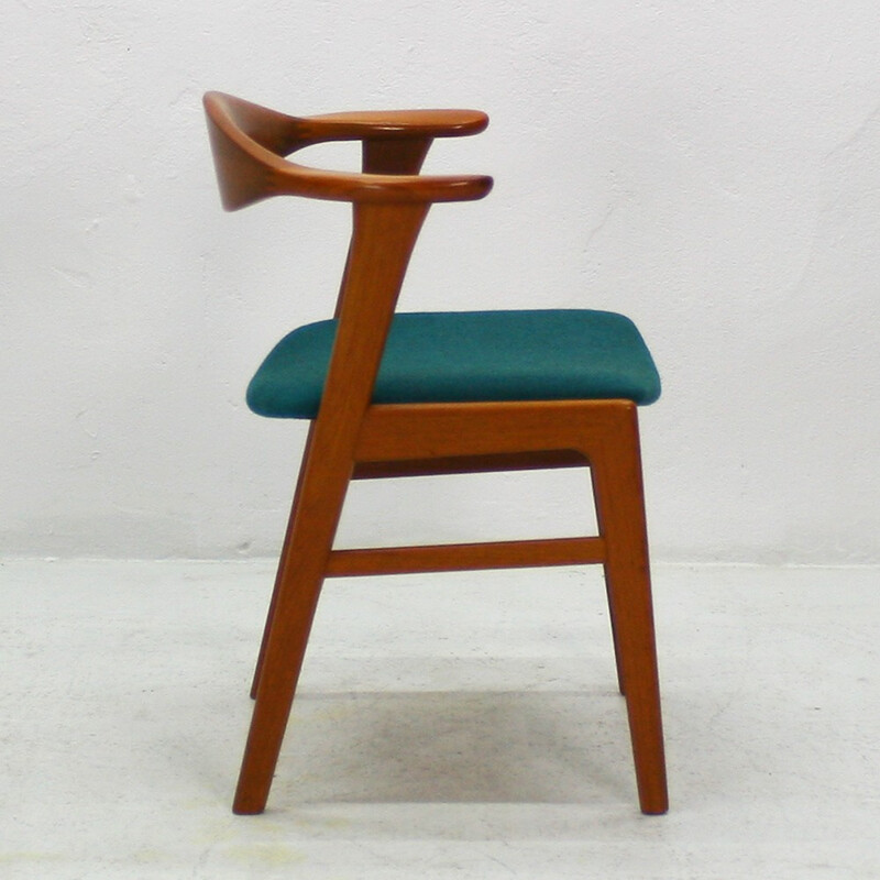 Reupholstered chair petrol green fabric - 1960s 