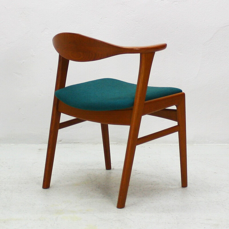 Reupholstered chair petrol green fabric - 1960s 