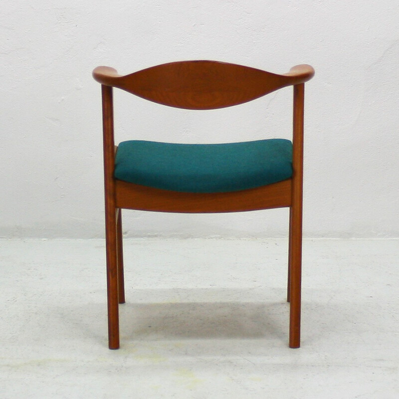 Reupholstered chair petrol green fabric - 1960s 