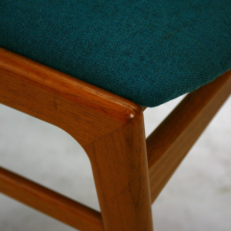 Reupholstered chair petrol green fabric - 1960s 