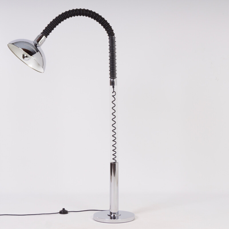 Chrome floor lamp with flexible arm produced by Cosack - 1970s