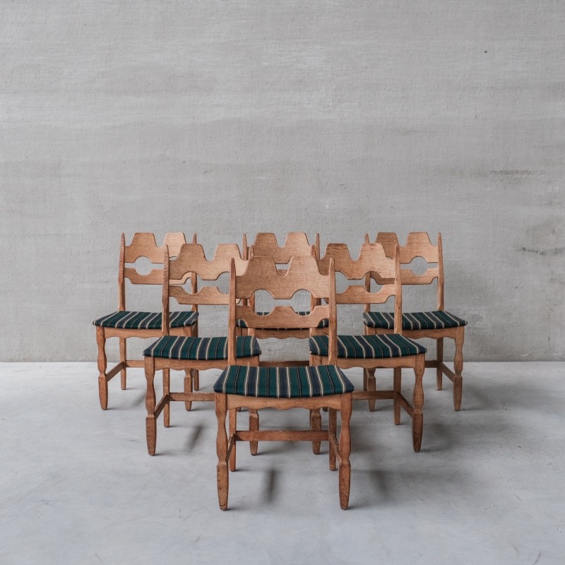 Ensemble de 6 chaises danois Razor vintage en bois de chêne par Henning Kjaernulf, 1960