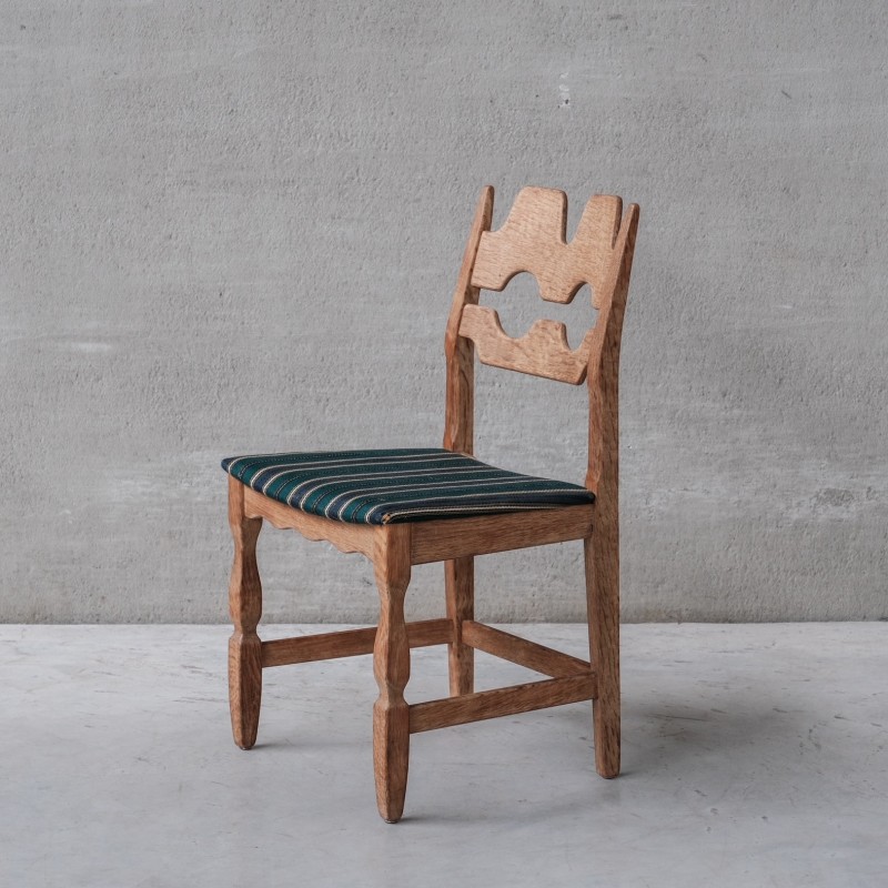 Set of 6 vintage Razor Danish oakwood dining chairs by Henning Kjaernulf, 1960s