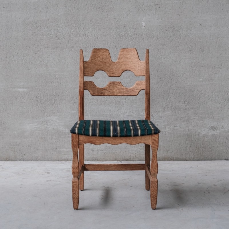 Set of 6 vintage Razor Danish oakwood dining chairs by Henning Kjaernulf, 1960s