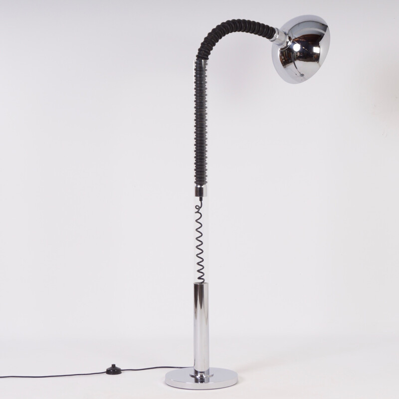 Chrome floor lamp with flexible arm produced by Cosack - 1970s