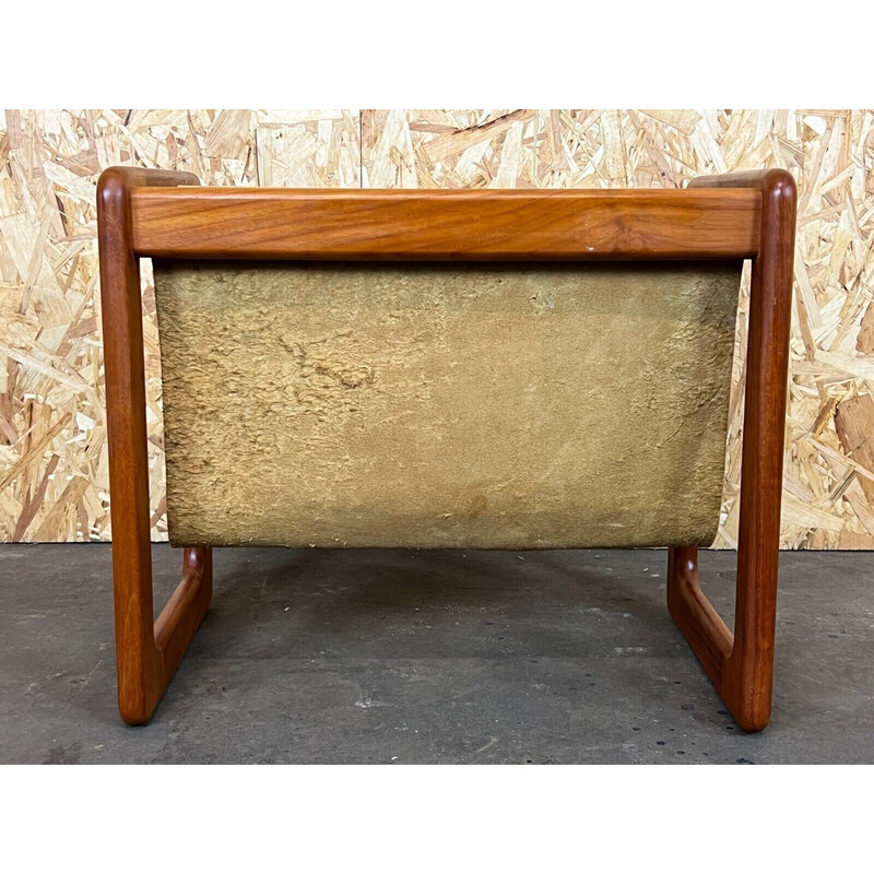 Vintage teak and suede magazine rack by Aksel Kjersgaard, 1960-1970s