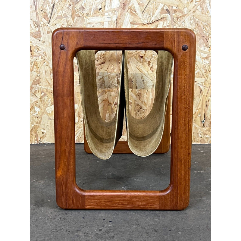 Vintage teak and suede magazine rack by Aksel Kjersgaard, 1960-1970s