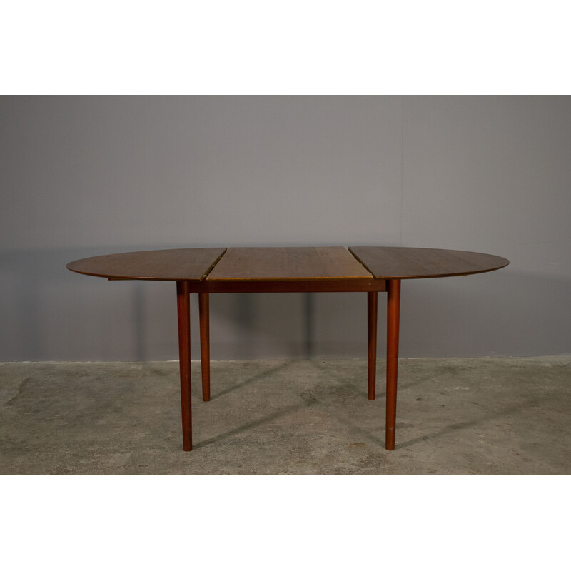 Vintage Danish round extendable coffee table in teak, 1970