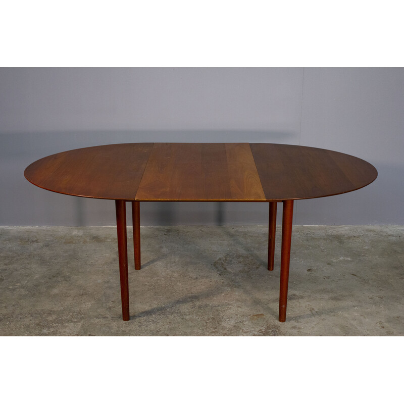 Table basse ronde extensible vintage danoise en teck, 1970