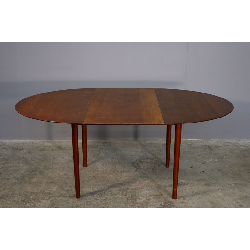 Vintage Danish round extendable coffee table in teak, 1970