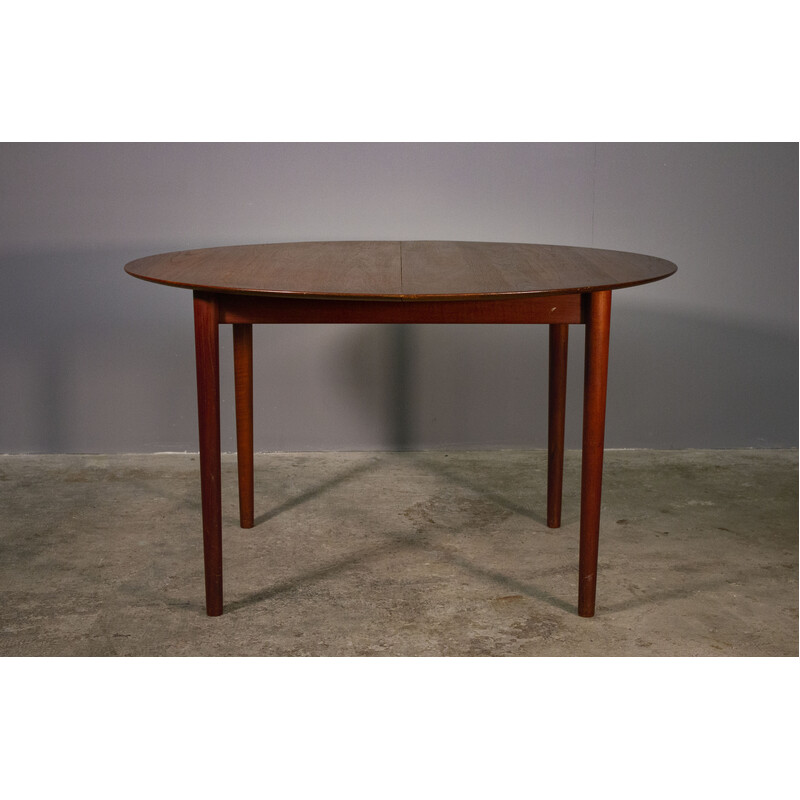 Table basse ronde extensible vintage danoise en teck, 1970