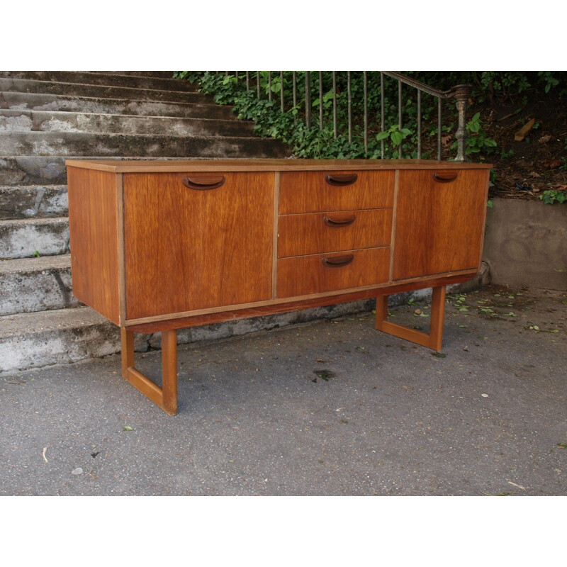 Teak sideboard with three middle drawers and 2 storage compartments - 1960s