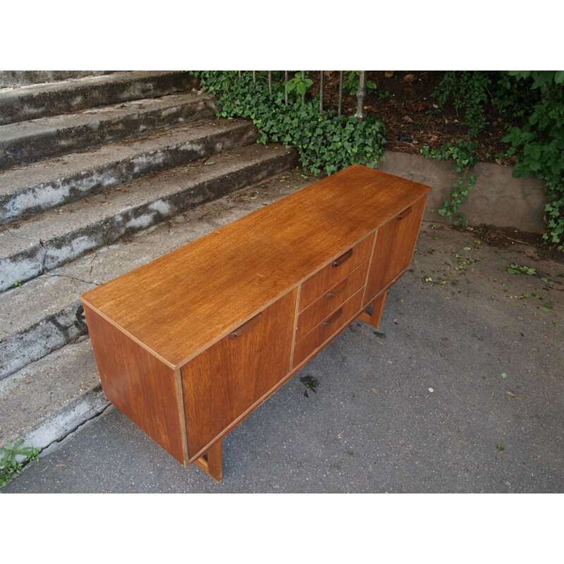 Teak sideboard with three middle drawers and 2 storage compartments - 1960s