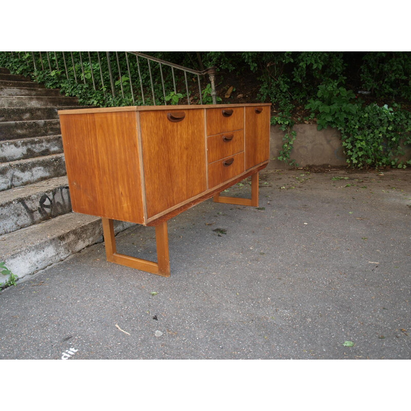 Teak sideboard with three middle drawers and 2 storage compartments - 1960s