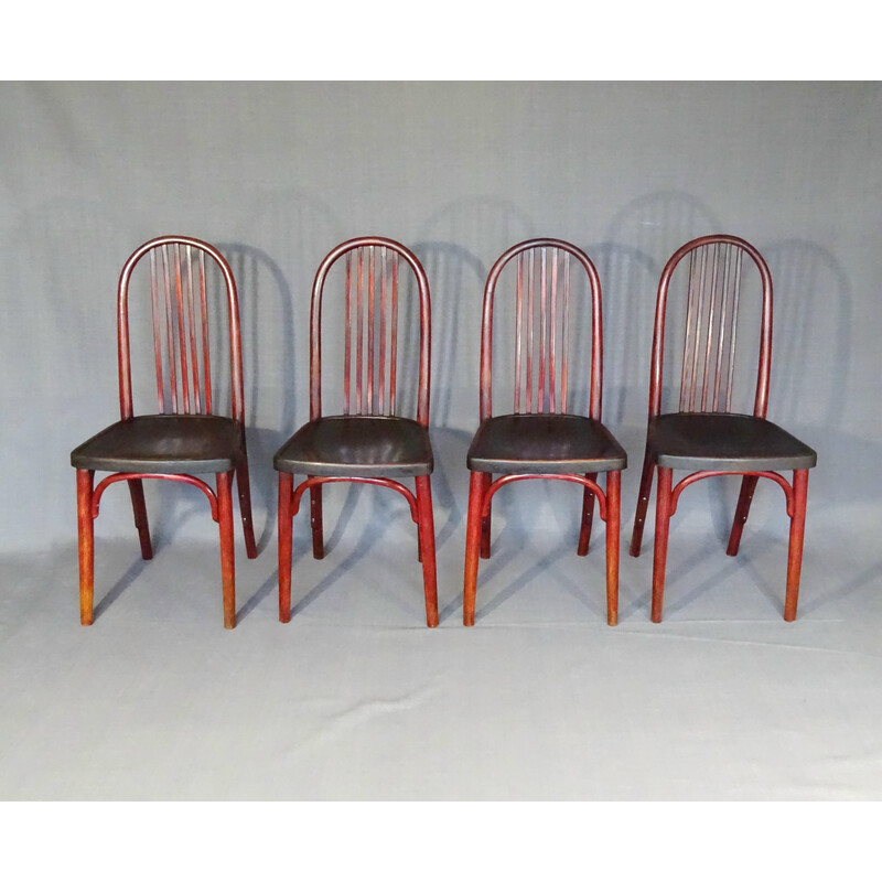 Set van 4 vintage Thonet stoelen N°A643 in bistrohout, 1920