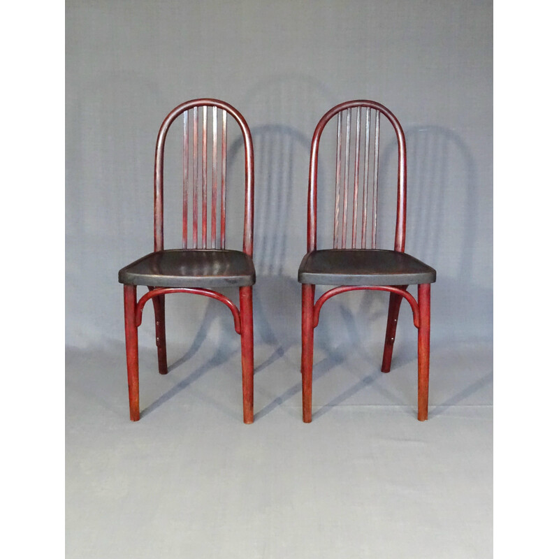 Lot de 4 chaises vintage Thonet N°A643 en bois bistrot, 1920