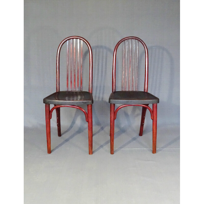 Set of 4 vintage Thonet chairs N°A643 in bistro wood, 1920
