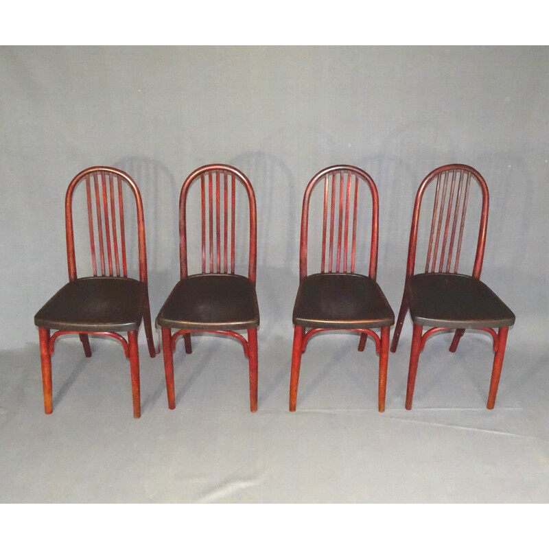 Set van 4 vintage Thonet stoelen N°A643 in bistrohout, 1920