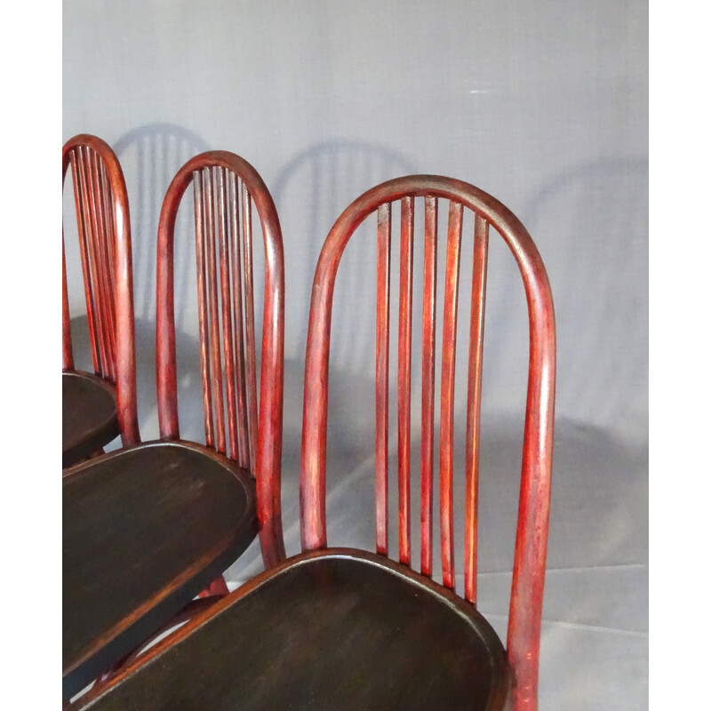 Lot de 4 chaises vintage Thonet N°A643 en bois bistrot, 1920