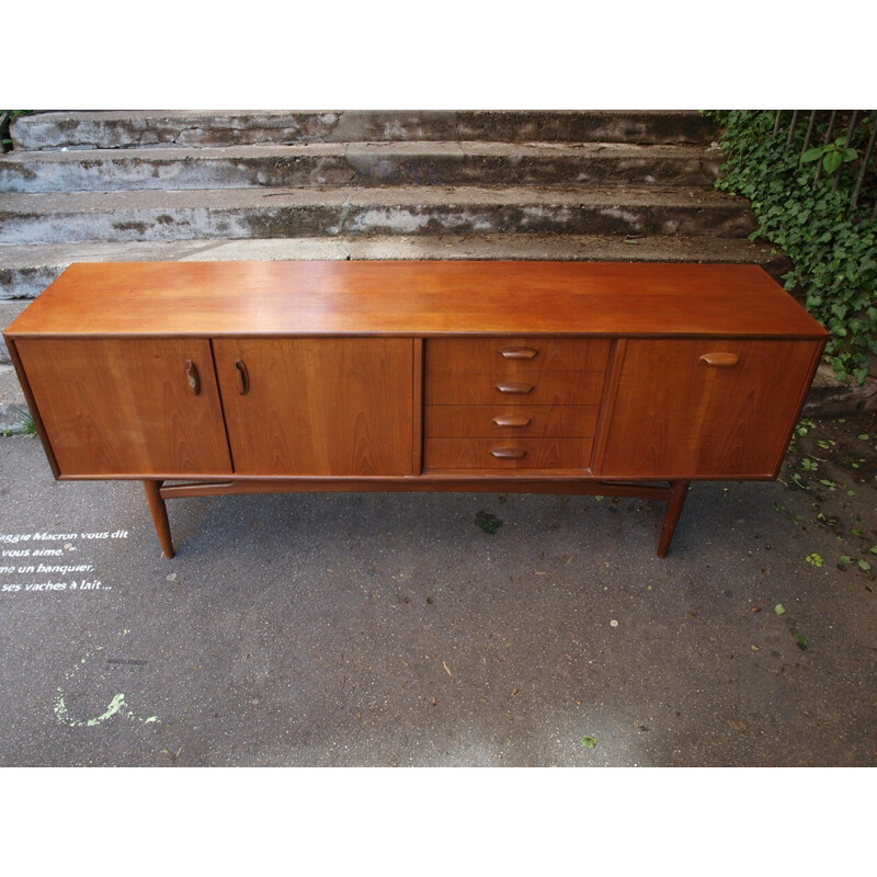 Teak sideboard with 3 storage compartments and 4 drawers - 1960s