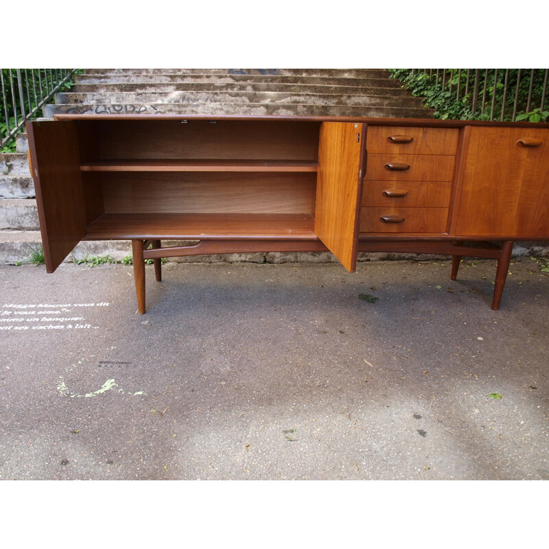 Teak sideboard with 3 storage compartments and 4 drawers - 1960s