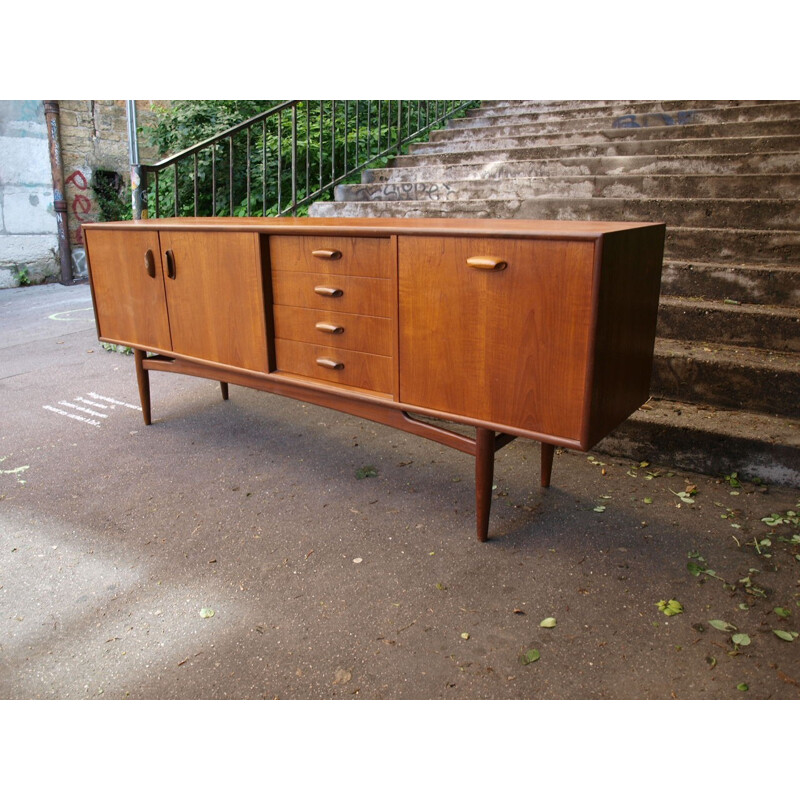 Teak sideboard with 3 storage compartments and 4 drawers - 1960s