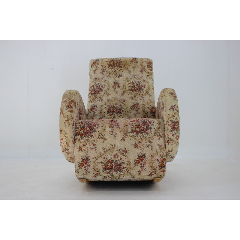 Fauteuil à bascule vintage avec tapisserie, Tchécoslovaquie 1960