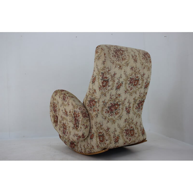 Vintage rocking chair with upholstery, Czechoslovakia 1960s