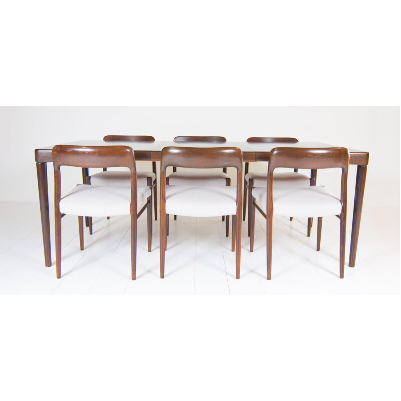Set of a dining table and 6 chairs by Henry W. Klein for Bramin - 1960s