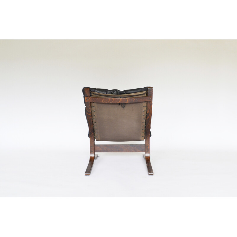 Vintage black leather Siesta armchair by Ingmar Relling for Westnofa, Norway 1960
