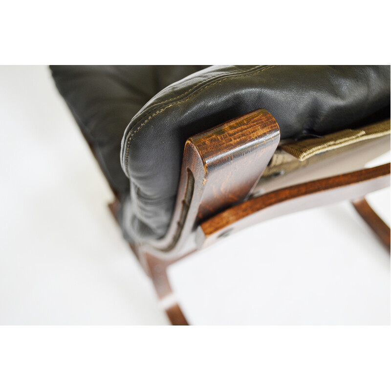 Vintage black leather Siesta armchair by Ingmar Relling for Westnofa, Norway 1960