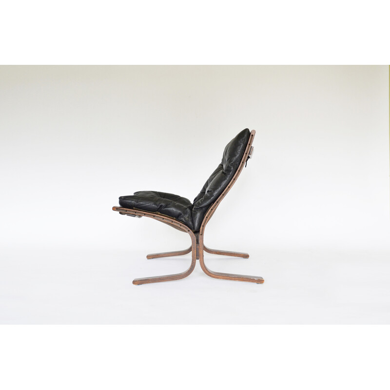 Vintage black leather Siesta armchair by Ingmar Relling for Westnofa, Norway 1960