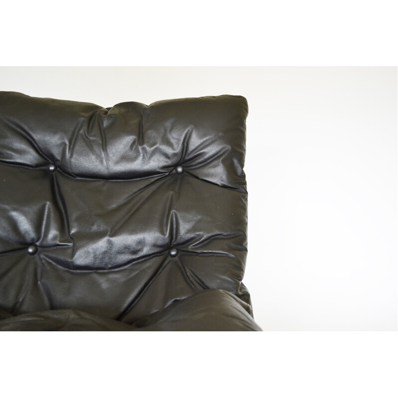 Pair of vintage black leather Siesta armchairs by Ingmar Relling for Westnofa, Norway 1960s