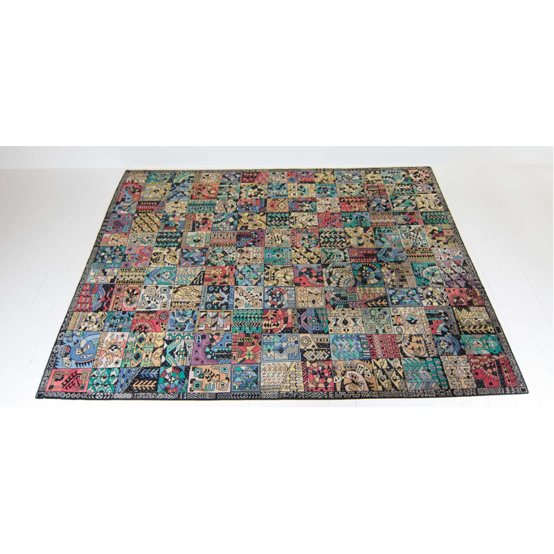 Sheep's wool Parsa carpet with Bauhaus pattern, Vorwerk - 1950s