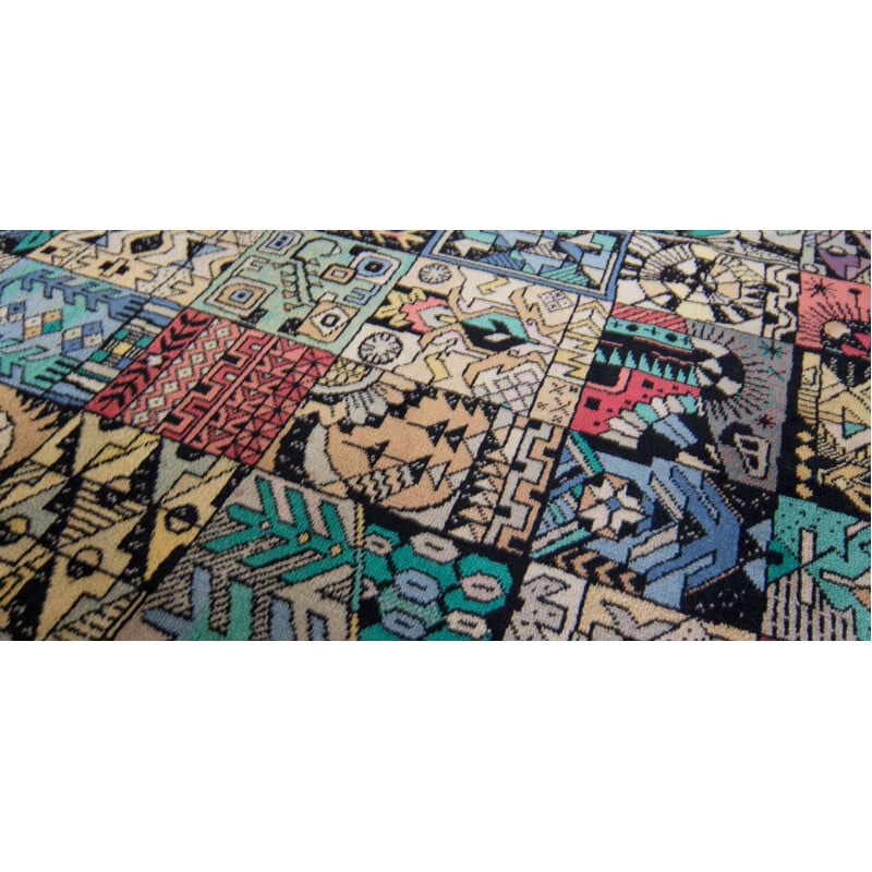 Sheep's wool Parsa carpet with Bauhaus pattern, Vorwerk - 1950s